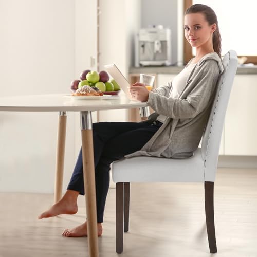 DUMOS Dining Chairs Set of 4, Upholstered Accent Chair, Light Grey