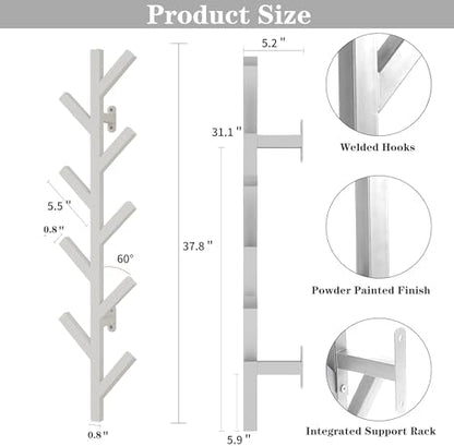 Vlush Wall-Mounted Coat Racks, 2 Pack 9 Hooks, White Coat hooks
