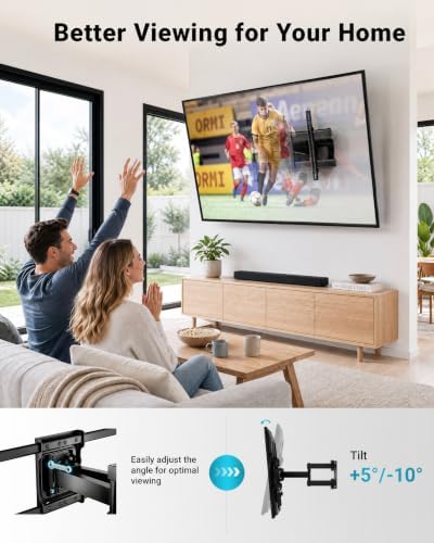 BONTEC Full Motion TV Wall Mount for 37-85 Inch TVs, Heavy Duty Swivel Tilt