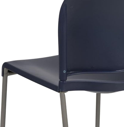 Flash Furniture HERCULES Series 880 lb. Capacity Navy Full Back Contoured Stack Chair with Gray Powder Coated Sled Base