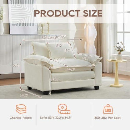 IPKIG 53" Modular Sectional Cloud Couch, Modern Single Seater Sofa