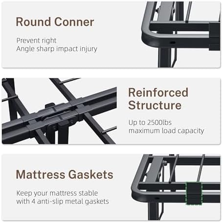 VIPSHOW 14 Inch Twin XL Metal Folding Bed Frame,Tool-Free Assembly Platform