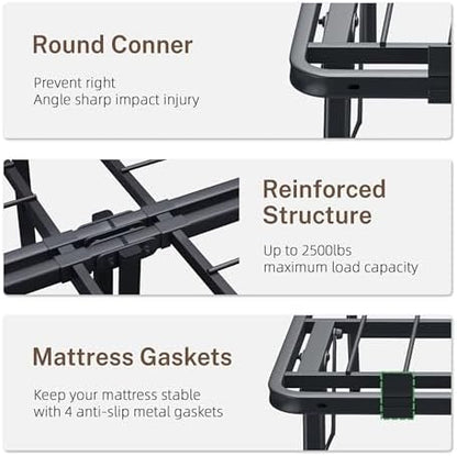 VIPSHOW 14 Inch Twin XL Metal Folding Bed Frame,Tool-Free Assembly Platform