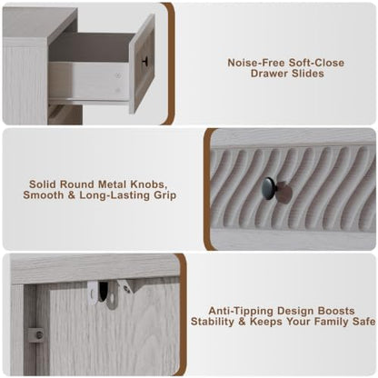 3 Drawer Dresser Set of 3, Modern 31.3" Wide Wooden Dresser