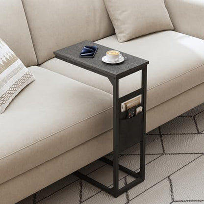 TUTOTAK C Shaped End Table, Side Table for Couch, Sofa Table