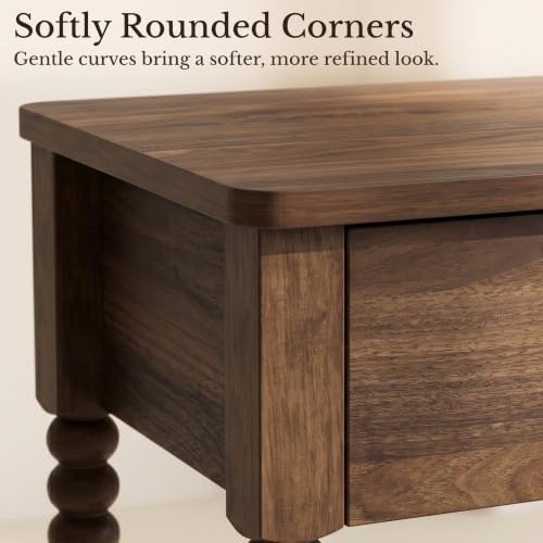Walnut Brown Nightstands Set of 2, 25" H, Drawer & Shelf