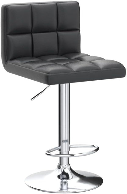 Homall Bar Stools Modern PU Leather Adjustable Swivel Barstools, Armless Hydraulic Kitchen Counter Bar Stool Extra Height Square Island Barstool with Back Set of 4 (Leather, Black 4 Pcs)