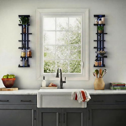 7-Tier Floating Wall Shelves with Lights