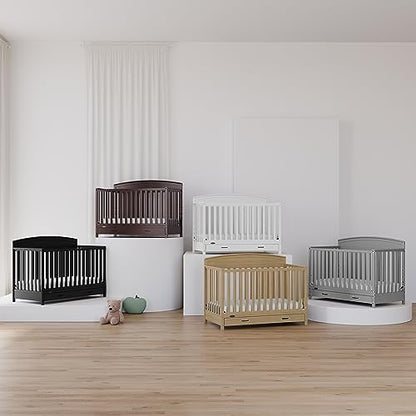 Graco Benton 5-in-1 Convertible Crib with Drawer (Pebble Gray) – GREENGUARD Gold Certified, Converts from Baby Crib to Toddler Bed, Daybed and Full-Size Bed, Full-Size Nursery Storage Drawer