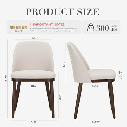 COLAMY Upholstered Dining Chairs Set of 6, Modern Dining Room Chairs, Fabric Kitchen Chairs with Wood Legs, Beige