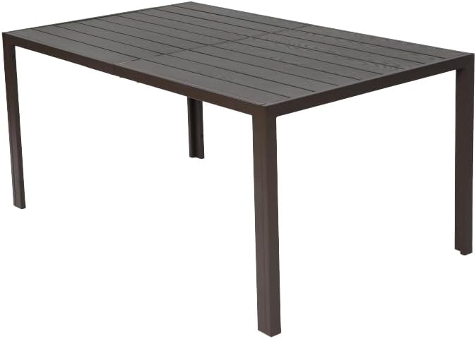 7-Piece Patio Dining Set with Rectangle Table and 6 Stackable Textilene Chairs, Outdoor Furniture for Garden Backyard Deck in Brown