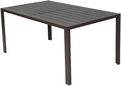 7-Piece Patio Dining Set with Rectangle Table and 6 Stackable Textilene Chairs, Outdoor Furniture for Garden Backyard Deck in Brown
