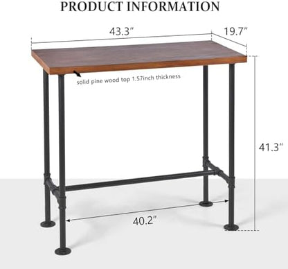 Rustic Dinner Table for Kitchen Dining Room 41.3inch Height Industrial Rectangle Bar Table Farmhouse Narrow Pub Table Vintage Display Stand in Hallway