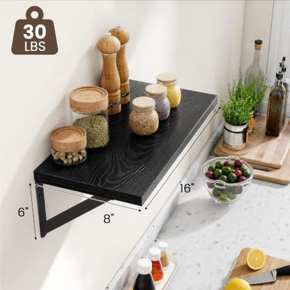 Dreamland Wall Mounted Floating Shelves Set of 3, 16x8, Black