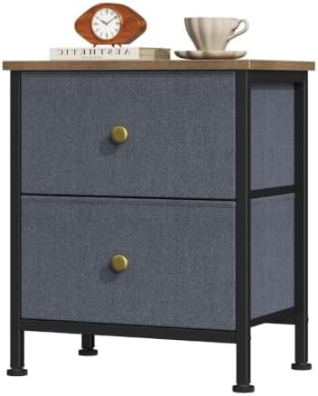 DUMOS Nightstand, Bedside Table for Bedroom, 2 Drawers Fabric Storage Chest