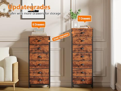 Dresser for Bedroom, 7 Drawers Tall Chest of Drawers