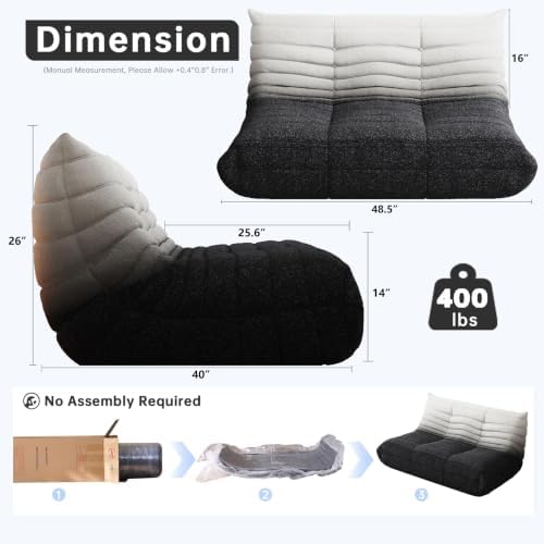 Loveseat Bean Bag Chair for Adults, Comfy Beanbag with Memory Foam