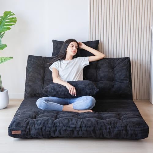 MAXYOYO Folding Sofa Bed, Convertible Chair Couch, Tufted Bean Bag Sofa