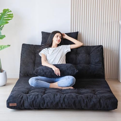 MAXYOYO Folding Sofa Bed, Convertible Chair Couch, Tufted Bean Bag Sofa