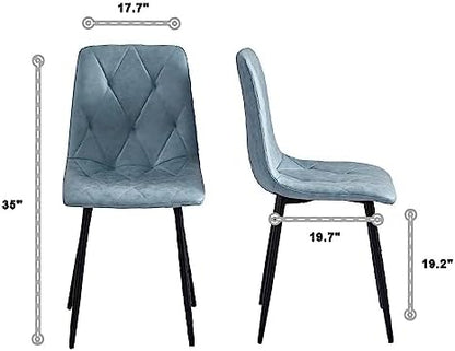 Btrpily 4 Set of Dining Chairs, Metal Frame Dining Chair for Kitchen Room,Technology Cloth Seat Chair for Living Room, Bedroom(Light Blue)