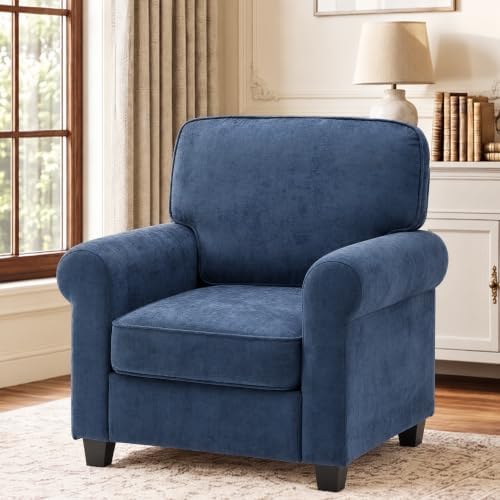 Kingfun Chenille Armchair Sofa with Rolled Arms,Blue