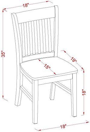 East West Furniture NFC-OAK-W Norfolk Dining Chairs - Slat Back Wooden Seat Chairs, Set of 2, Oak
