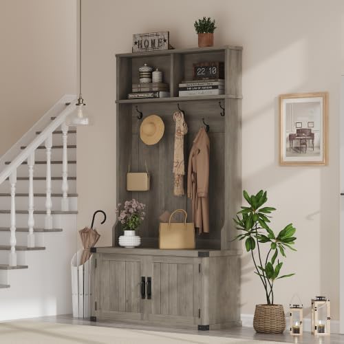 Takywep Extra Large 40" Entryway Hall Tree with Bench & Shoe Storage
