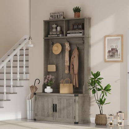 Takywep Extra Large 40" Entryway Hall Tree with Bench & Shoe Storage