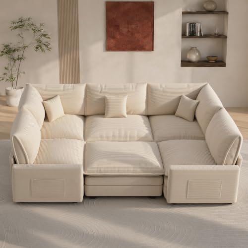 96" Modular Sectional Sofa, Cloud Couch Sectional with 2 Corners & Ottoman