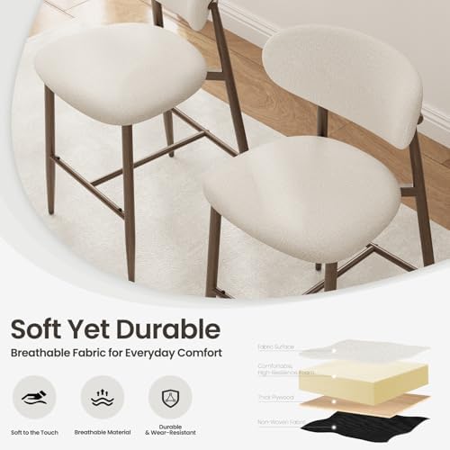MALOL Upholstered Bar Stools Set of 3, Beige