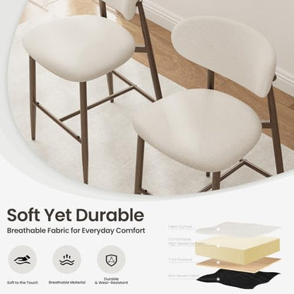 MALOL Counter Height Bar Stools with Backs Set of 1, Beige