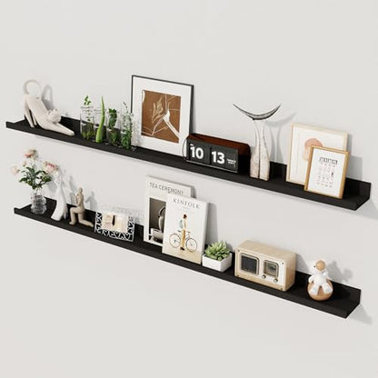 48 Inch Floating Shelves, Black Picture Ledge Shelf Set of 2