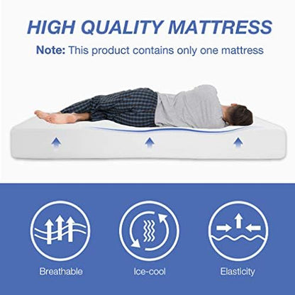 FDW | 8 Inch Queen Mattress | Medium Firm | Gel Memory Foam | White