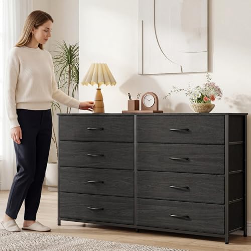 Wide Dresser for Bedroom, TV Stand for 55'', 8 Drawer Dorm Dresser
