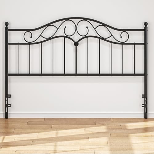 King Size Headboard Only, Vintage Metal Headboard for King Bed Black