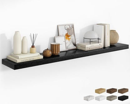 RICHFOCUS 72Inch Floating Shelves for Wall 1Pack, Black, 8" Deep