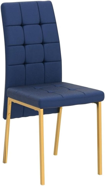 NORDICANA Upholstered Velvet Dining Chairs Classic Kitchen High Back Chairs Set of 4, Featured Dovetail Tufted Side Chairs, Golden Color Metal Legs, Navy Blue