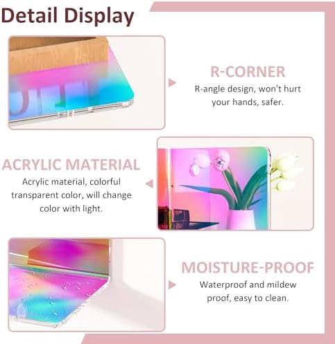 8 Inch Iridescent Shelf for Wall, Acrylic Small Floating Shelf, Home Wall Shelf Organizer for Room Storage, Room Décor, Space Saving, 4'' Depth, 2 Pack