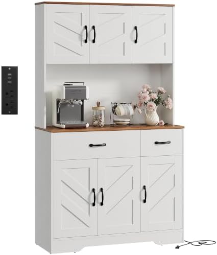 IDEALHOUSE 71"H Kitchen Pantry Cabinet, Tall Storage Cabinet, White