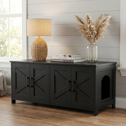 47.2”L Cat Litter Box Enclosure for 2 Cats, Black