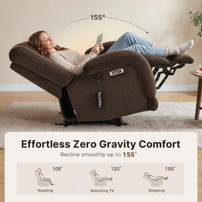 MCombo 65 in Oversized Reclining Loveseat with Heat & Massage 6855 (Brown)
