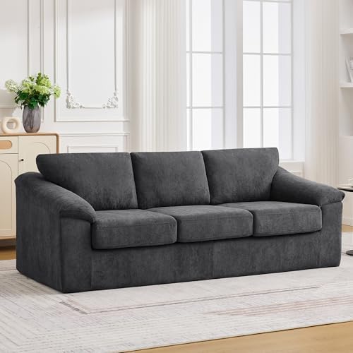 89" Boneless 3 Seater Sofa, Modern Cloud Couch for Living Room, 3 Seat Couch with Deep Seat, Thick Cushion, Comfy Upholstered Sofa for Apartment, Bedroom, No Assembly, Dark Gray