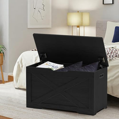 31.5" Storage Chest, Wooden Storage Bench, Entryway Shoes Bench
