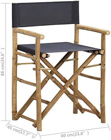 Director's Chair Set of 2 Dark Grey Bamboo, Polyester Standard,2Piece Folding Director's Chairs Set Rustic Style Outdoor Furniture for Gardens & Patios Outdoor Furniture