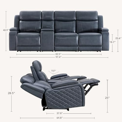 Watson & Whitely Zero Gravity Power Reclining Sofa with Console, Navy