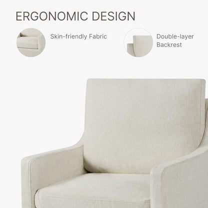 KISLOT Upholstered Dining Chairs Set of 2 with Casters, Light Linen