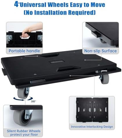 2 Pack Furniture Dolly Upgraded Dollies Connectable with 4 Wheels Small Flat Dolly Cart with 500 LBS Capacity for Heavy Appliance, Black
