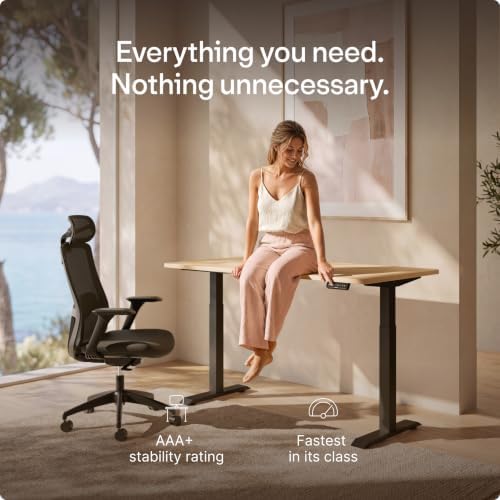 Desktronic HomeOne Standing Desk 54x28 — Ergonomic Sit Stand Home Office Desk, Made in Europe, Electric Dual Motor Height Adjustable, USB & USB-C Charging, Wobble-Free, Touchscreen, 3 Memory Presets