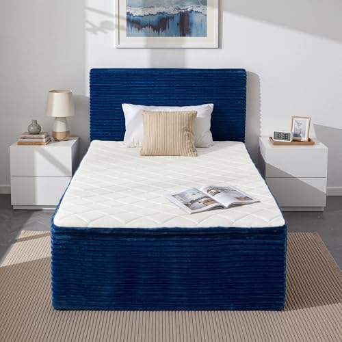 Twin Boneless Bed with Frame Mattress & Headboard, No Assembly, Blue