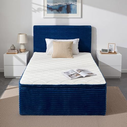Twin Boneless Bed with Frame Mattress & Headboard, No Assembly, Blue